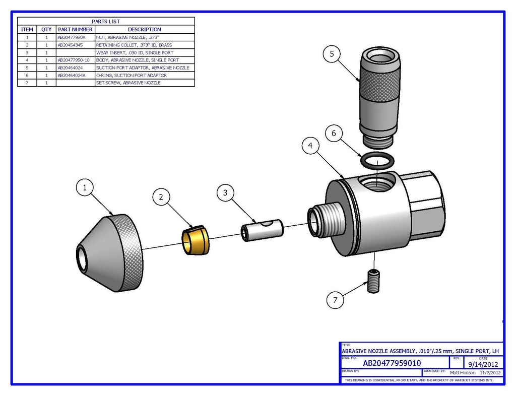Abrasive Nozzle Assembly,.008&quot;/0.20Mm 