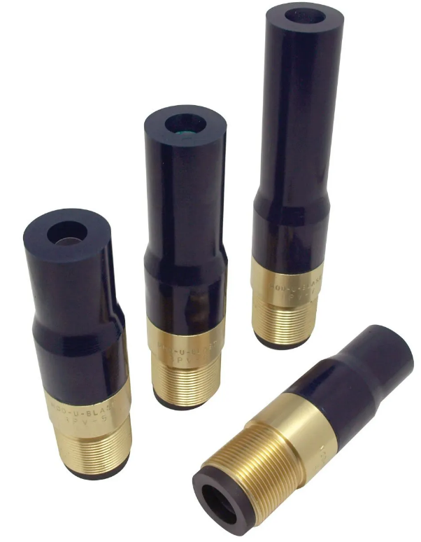 Tungsten Carbide Wide Entry Long Venturi Nozzle 1-1/4",  Zinc Alloy Thread  Polyuret Jacket 3/4"