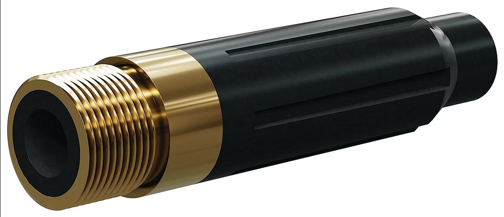 SN159-P BP200 SiAlON Wide Entry Long Venturi Nozzle 1-1/4"  Brass Thread  Polyuret Jacket 1/2"