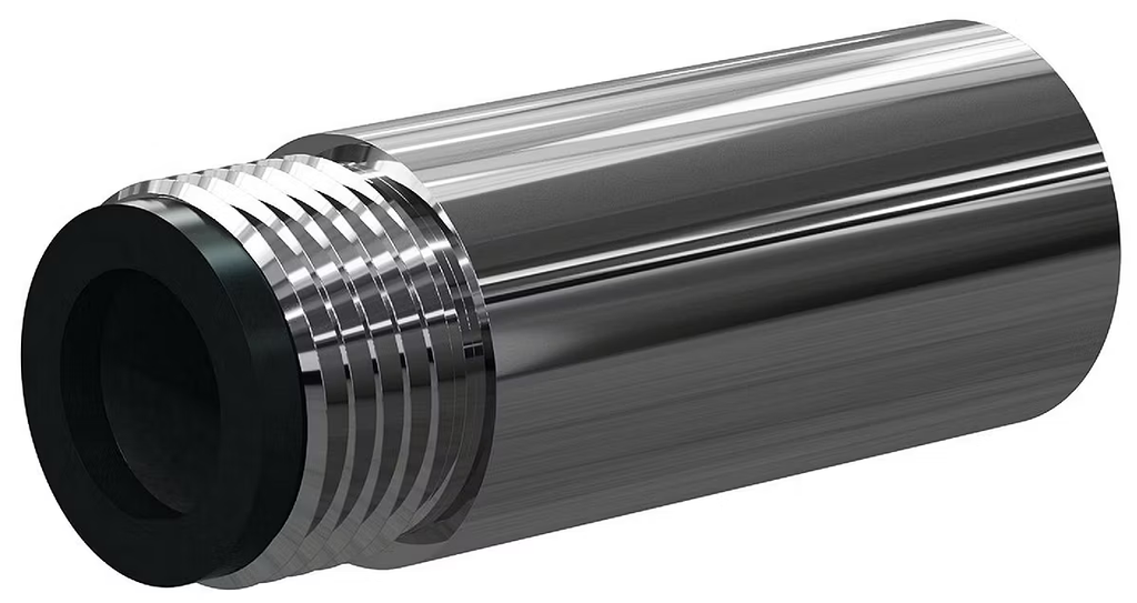 F Boron Carbid Med Length Vent Nozzle SERIES 1" Entry, 1-1/4" Steel Thread, 4-1/8" Length  Steel Jacket 1/2"