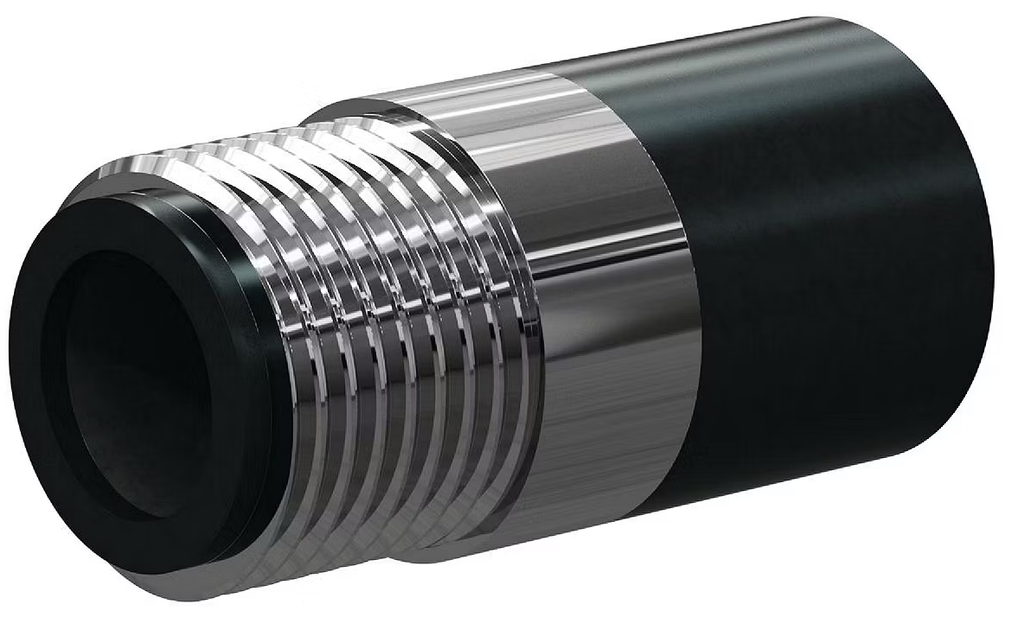 T121-P Tungs Carbide Short Venturi Nozzle SERIES 1" Entry, 1-1/4" Brass Thread, 3-3/8" Length  Polyuret Jacket 1/4"