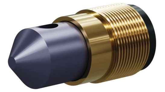 T045 Tungs Carb 45° Angle Nozzle SERIES 1-1/4" Brass Thread, Double Outlet 1/2"