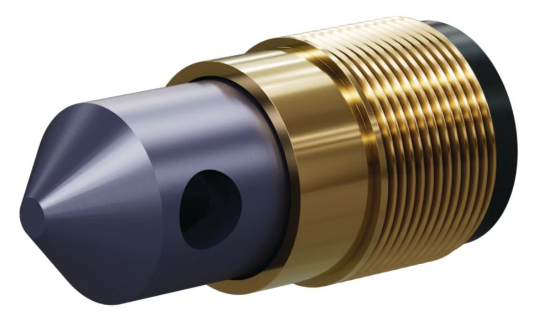 T090 Tungs Carb 90° Angle Nozzle SERIES 1-1/4" Brass Thread, Double Outlet 1/2"